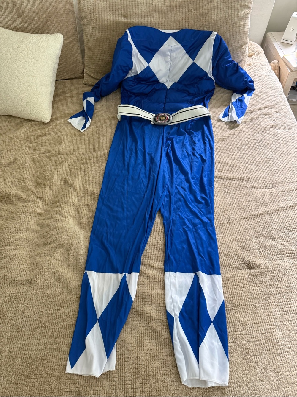 Blue Power Ranger Men’s Costume Jumpsuit with Belt